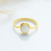 Natural Round Moon Stone Ring